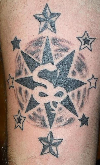 Star symbol with snake tattoo