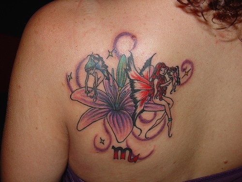 Pink stargazer lily tattoo