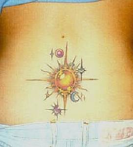 Middle age style solar system tattoo