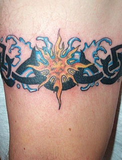 Sun water tribal armband tattoo