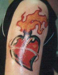 Sacred heart tattoo in colour