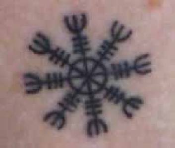 Planet symbol black ink tattoo
