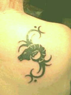 Kaprikornus Tribal schwarze Tinte Tattoo