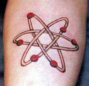 Símbolo de molécula simple tatuaje en color
