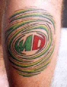 Mountain dew logo coloured tattoo