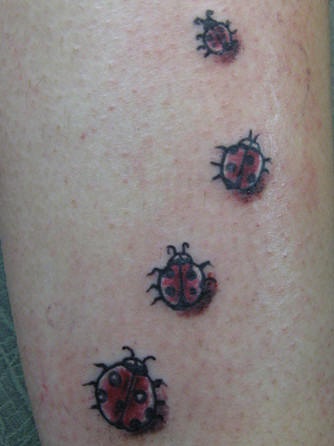 Tatuaje de cuatro mariquitas