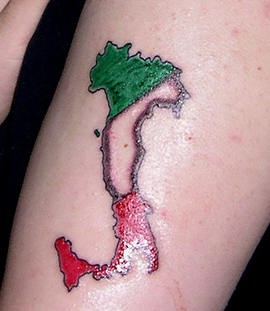 italiano stivale la mappa tatuaggio