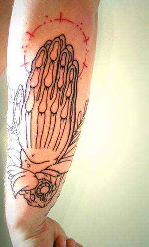 Tattoo von betende Hände des Skeletts