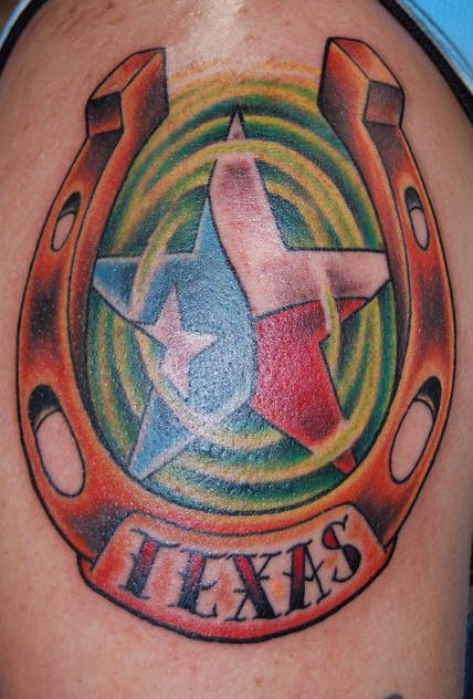 Texas state horseshoe tattoo