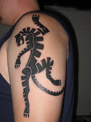 Tribal style tiger tattoo