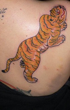 Oriental coloured tiger tattoo