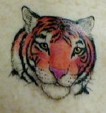 Realistic tiger head coloured tattoo