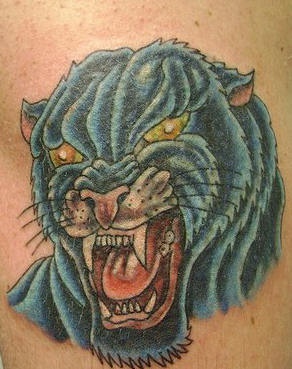 Roaring black panther tattoo