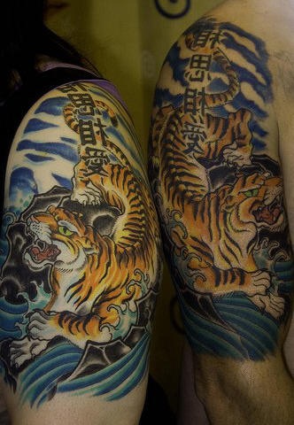 Tigre asiático tatuajes de amigos