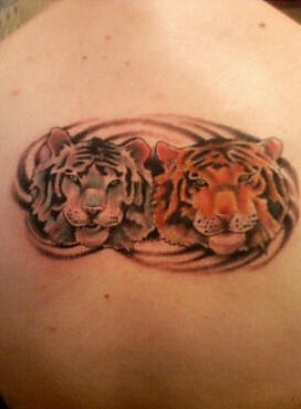 Schnee und Original Tigerköpfe Tattoo