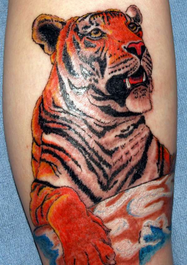 Bunter detaillierter Tiger Tattoo