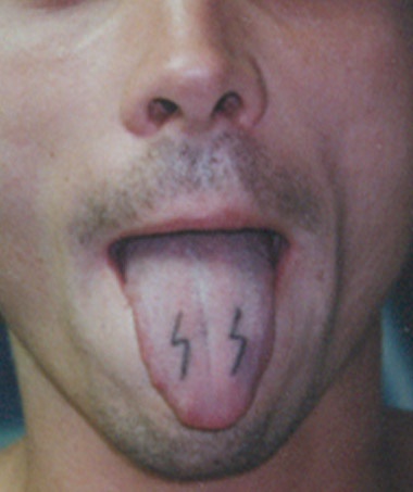 Ss division tongue tattoo