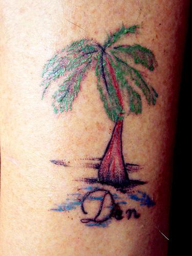 Tatuaggio piccolo la palma colorata
