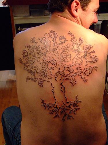 Very big tree tattoo on whole back