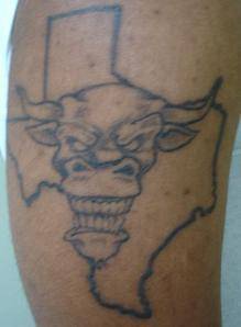 Angry bull on texas state tattoo