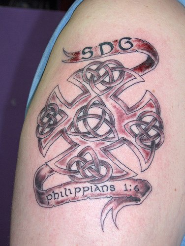 Cross tattoo with psalm number