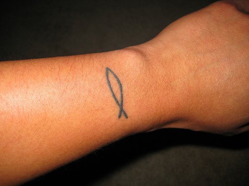 Jesus ichthys symbol tattoo
