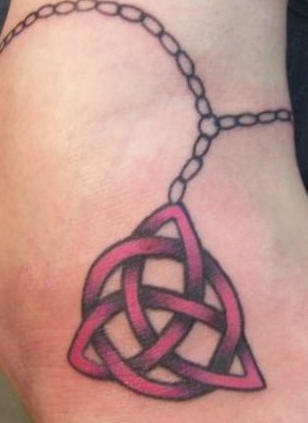 Irish trinity symbol on necklace tattoo