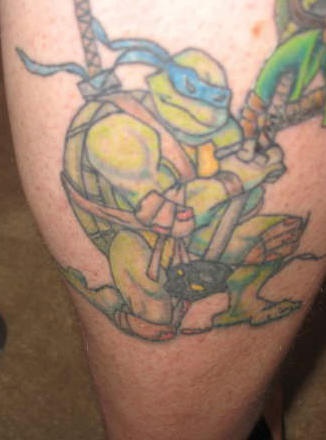 Teenage mutant ninja turtle tattoo with leonardo
