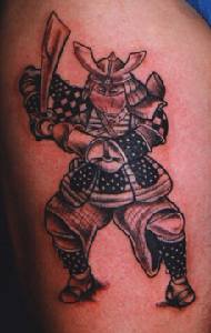 Warrior tattoo with armor and sword