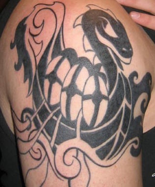Viking tattoo with black ship