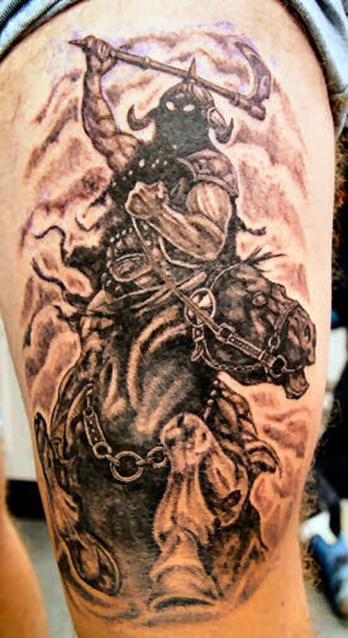 Epic horseman of death tattoo