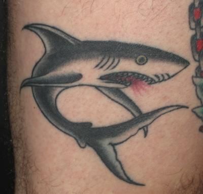 Water animal tattoo with shark