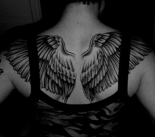 Schöne Flügel Tattoo auf Schulterblätter