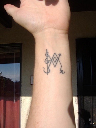 Occult symbol on inner side of wrist