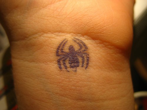 Le tatouage de poignet avec une petite araignée