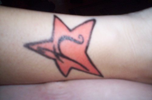 Coloured star on wrist