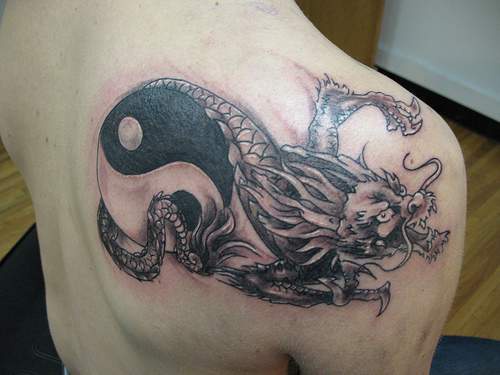 Original yin and yang dragon tattoo