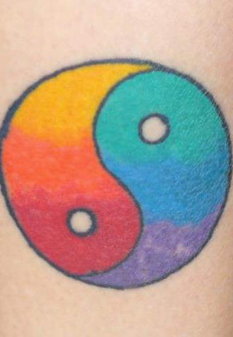 Yin yang tattoo with rainbow colors