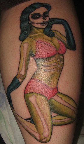 Zombie pinup girl tattoo