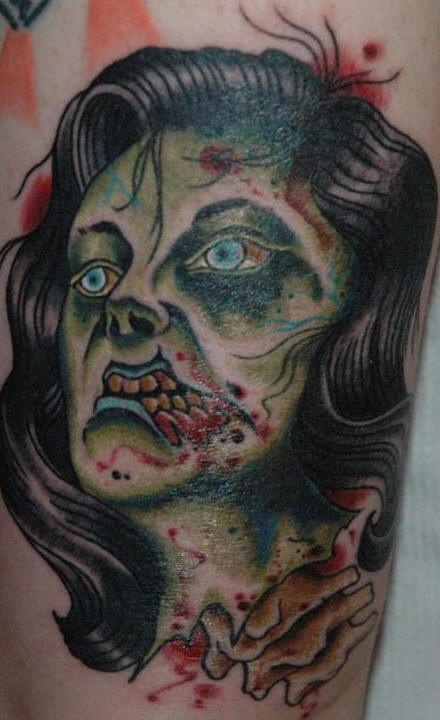 Old school zombie woman tattoo