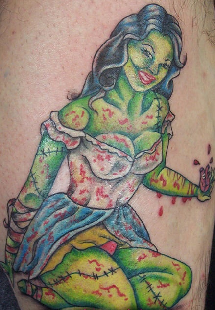 Bloody zombie girl tattoo