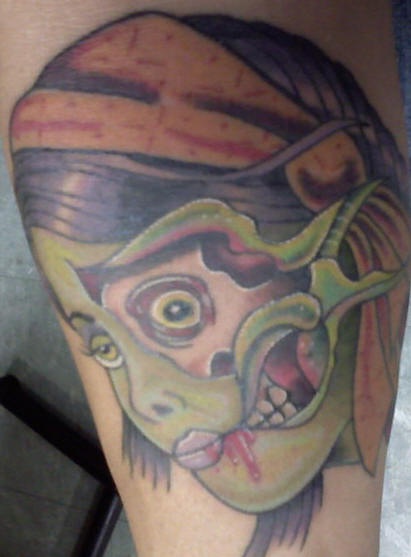 Simple zombie girl tattoo