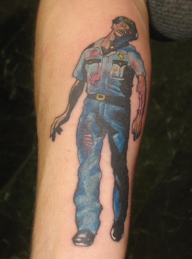 Zombie policeman tattoo