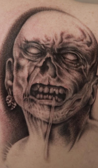 Zombie angry face tattoo