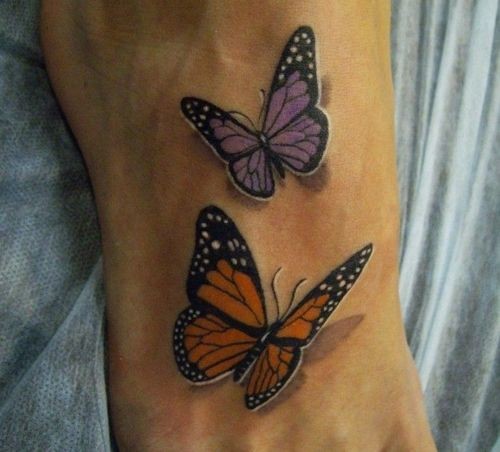 Tattoo butterfly on leg