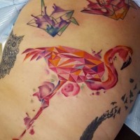 Tatuaje  de flamenco abstracto volumétrico