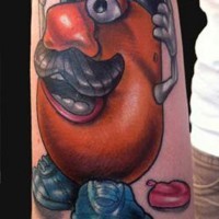 3D lustig aussehendes cartoonisches Arm Tattoo mit magischer Bohne