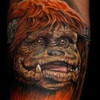 3D like funny painted detailed orc woman portrait tattoo