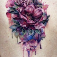 3D like multicolored big realistic flowers tattoo on whole back