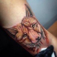 3D original detailed colorful fox head tattoo